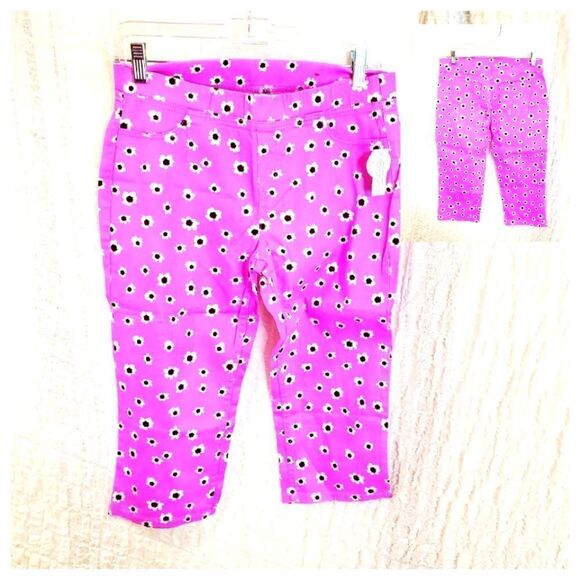 Total Girl Pink Floral Print Capris Girls Plus Size 12 1/2 - Picture 1 of 8
